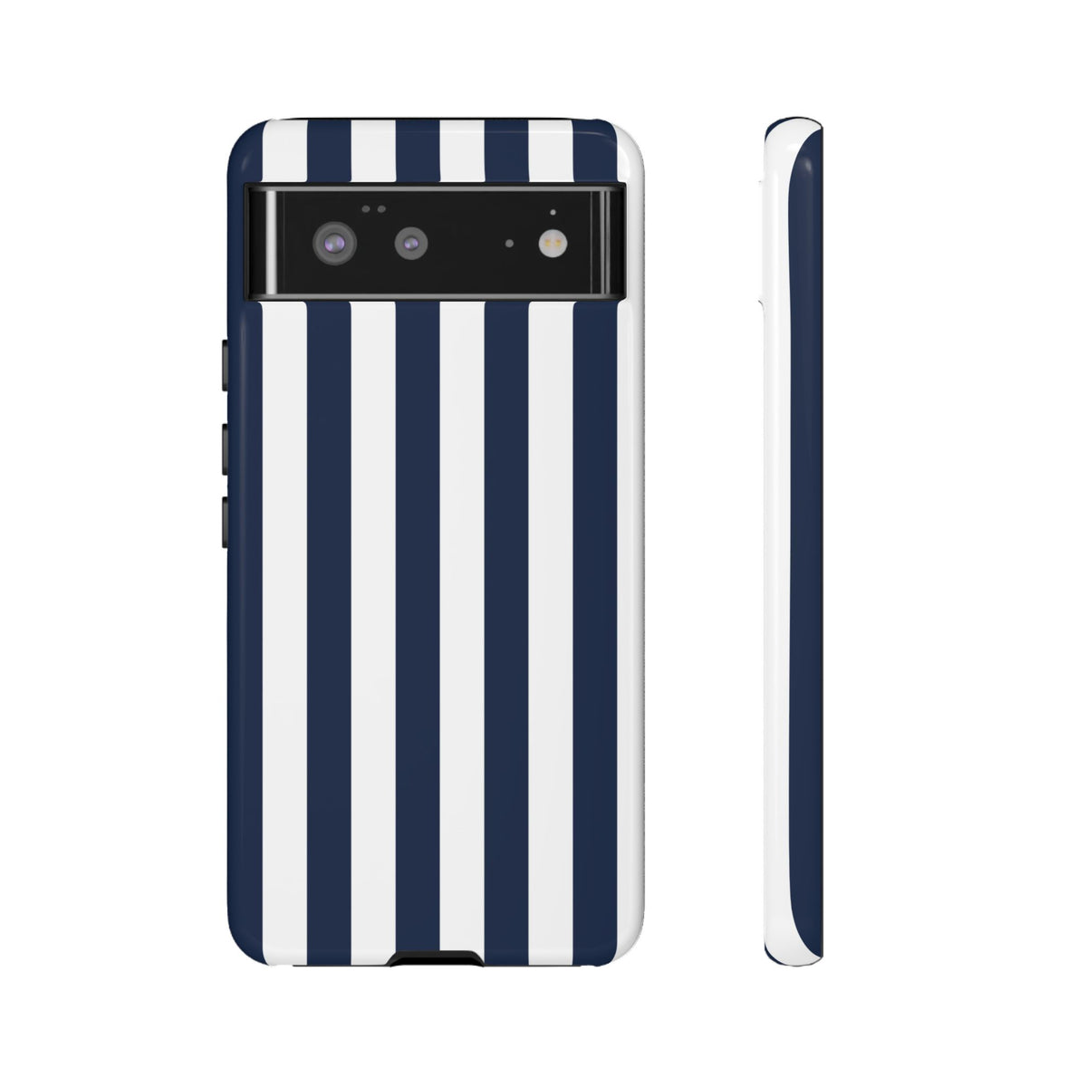 Simple Dark Blue & White Stripe Pattern Phone Case - White Phone Case - Google Pixel 6 / Glossy