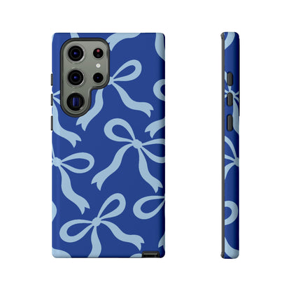 Bold Cobalt Blue and Powder Blue Bow Pattern Phone Case - Blue Phone Case - Samsung Galaxy S23 Ultra / Glossy