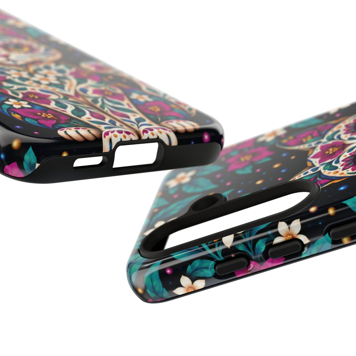 Vibrant Purple and Teal Calavera Cat Phone Case - Multicolor Phone Case