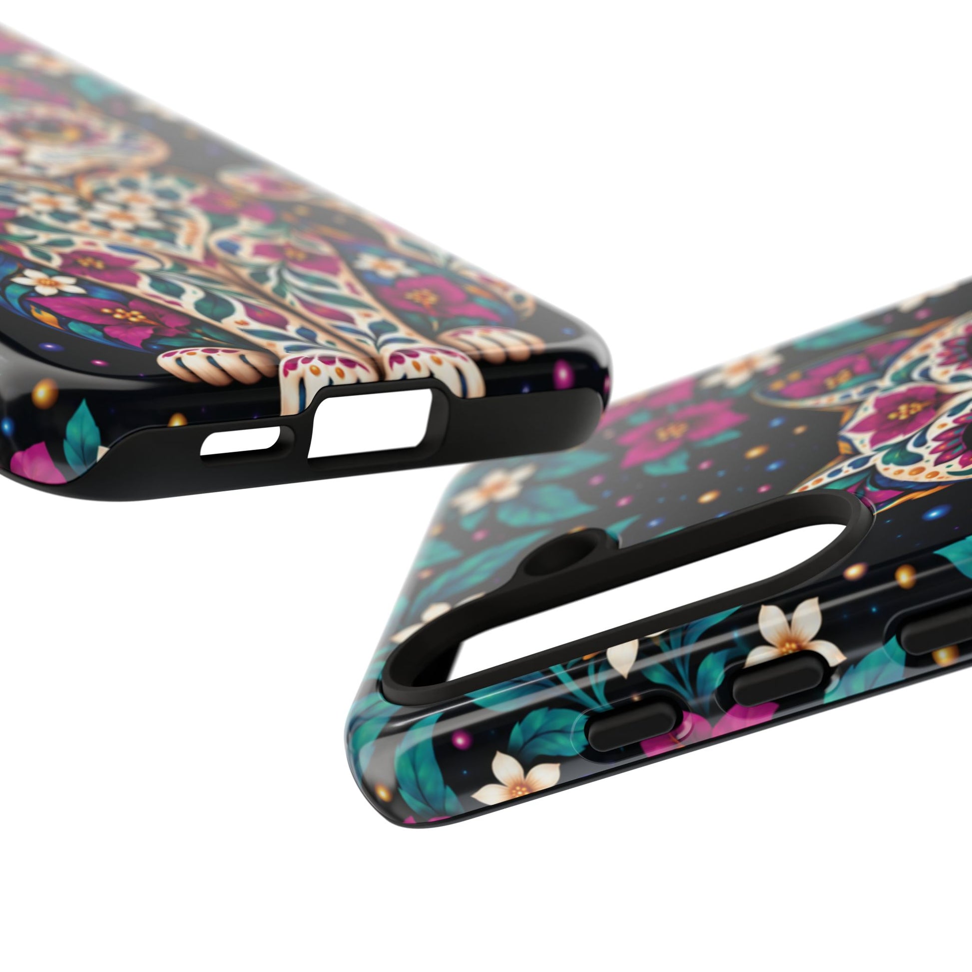 Vibrant Purple and Teal Calavera Cat Phone Case - Multicolor Phone Case
