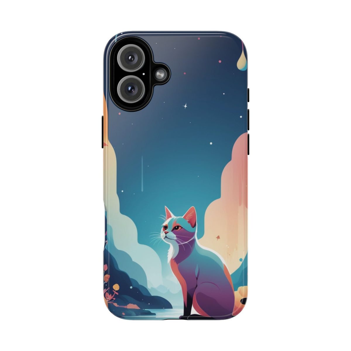 Stylised Cat Design Phone Case - Multicolor Phone Case - iPhone 16 Plus / Glossy