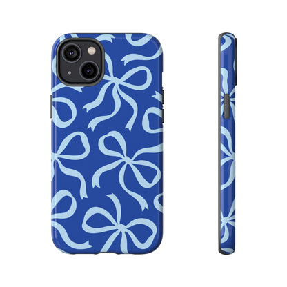 Bold Cobalt Blue and Powder Blue Bow Pattern Phone Case