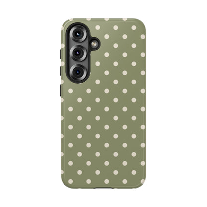 Samsung Galaxy S25 / Glossy Phone Case - ’Green & White Dot Pattern’ Phone Case