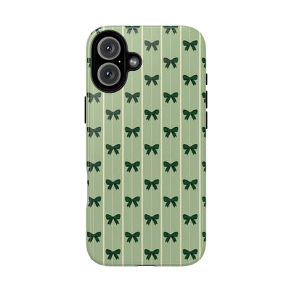 Retro Forest Green Bow Pattern Phone Case