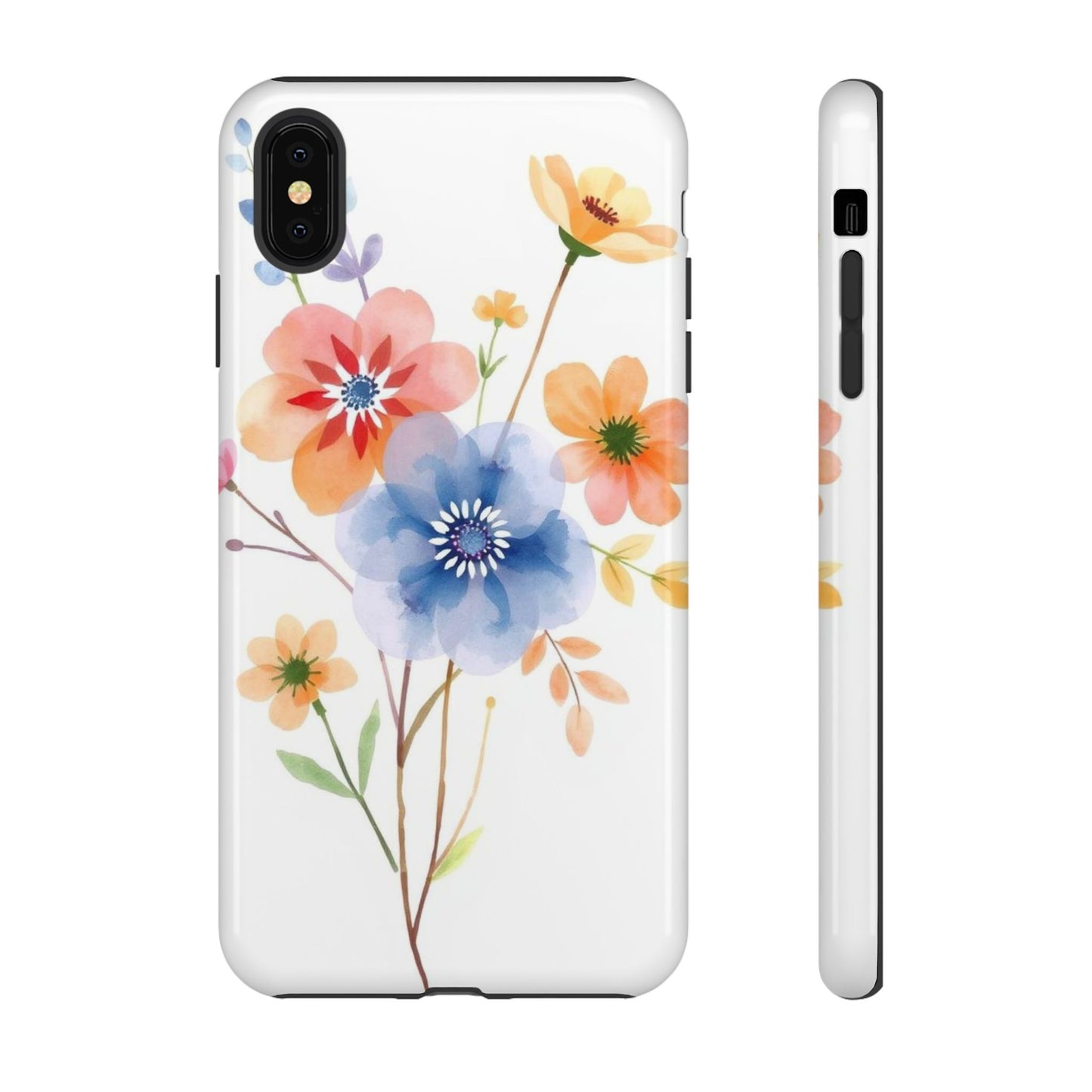 iPhone XS MAX / Glossy Phone Case - Boho Chic Watercolour Bouquet Pattern Phone Case