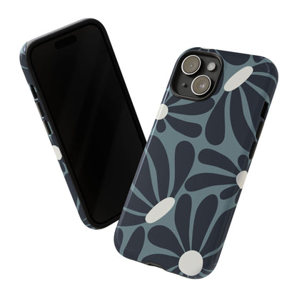 Retro Navy Blue & White Daisy Pattern Phone Case - Blue Phone Case