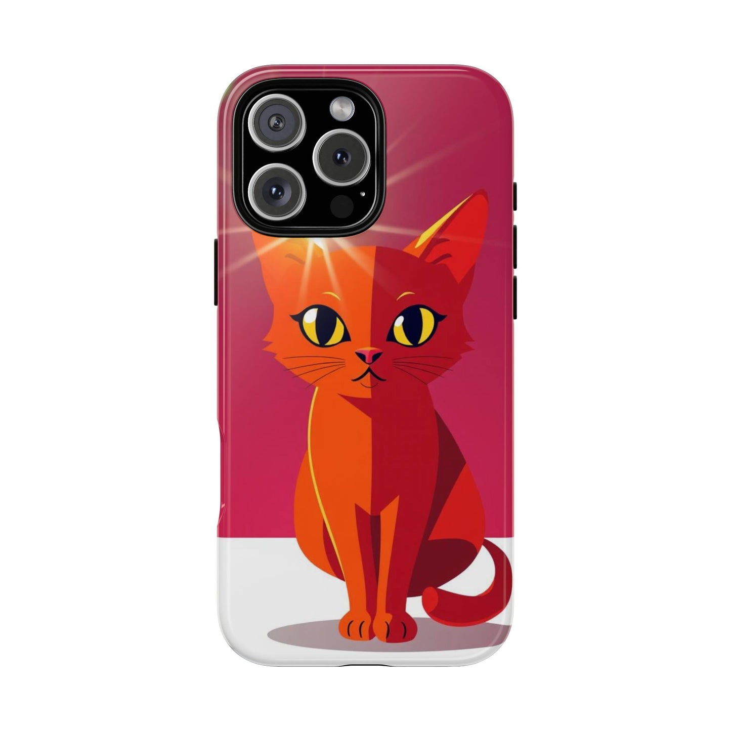 iPhone 16 Pro Max / Glossy Phone Case - Flashing Cat Design Phone Case