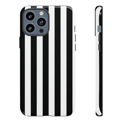 iPhone 13 Pro Max / Glossy Phone Case - Simple Black & White Stripe Pattern Phone Case