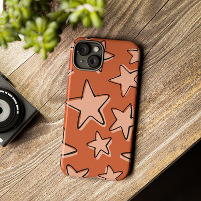 Burnt Orange Doodle Star Phone Case