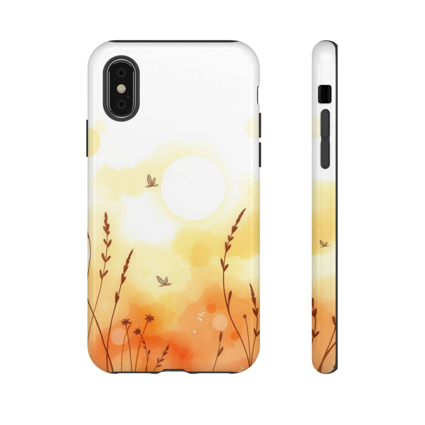 iPhone X / Glossy Phone Case - Boho Chic Watercolour Wildflower Pattern Phone Case