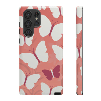 Minimalist Pink Butterfly Pattern Phone Case - Pink Phone Case - Samsung Galaxy S22 Ultra / Glossy
