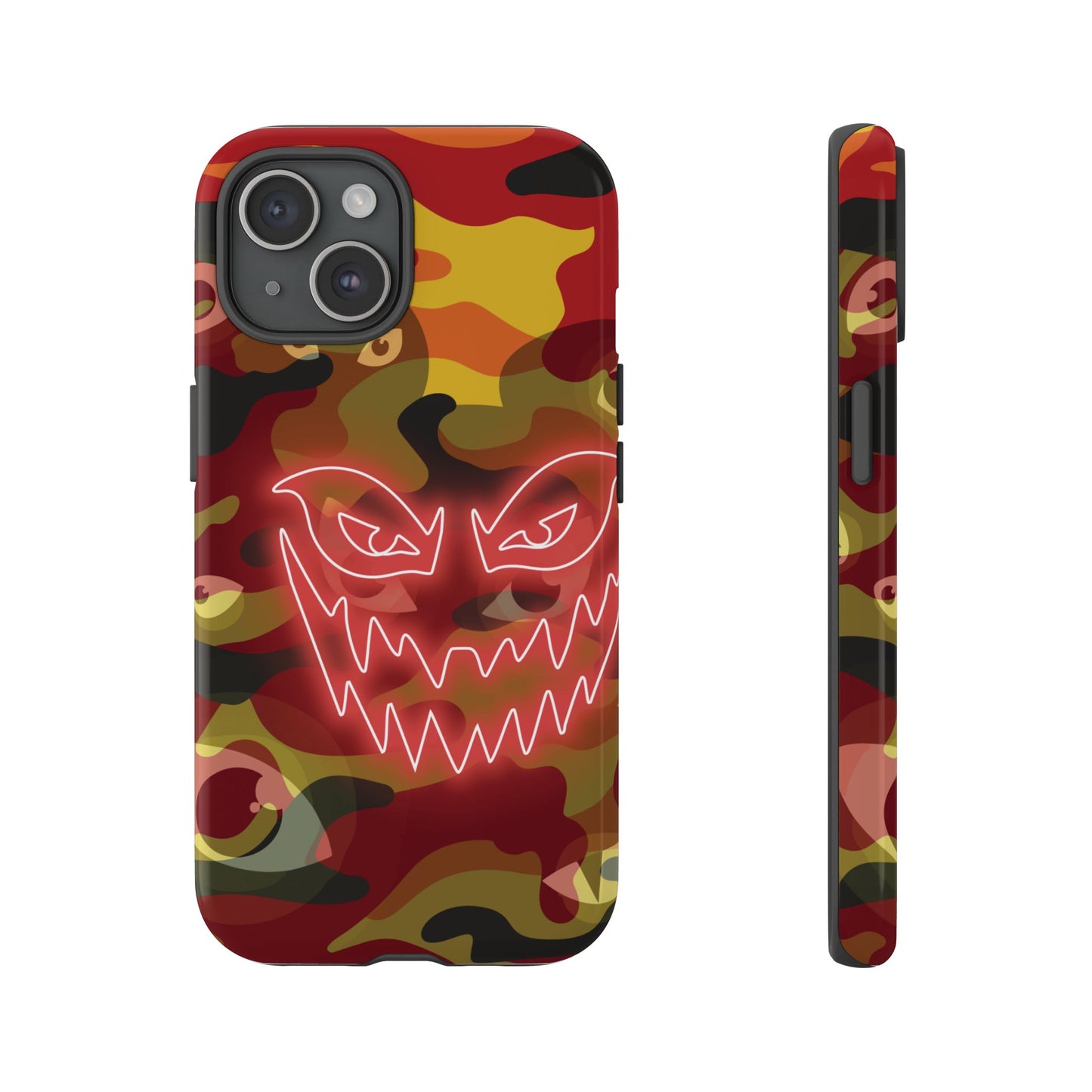 Inferno Neon Face Camo Phone Case - Red Phone Case - iPhone 15 / Glossy