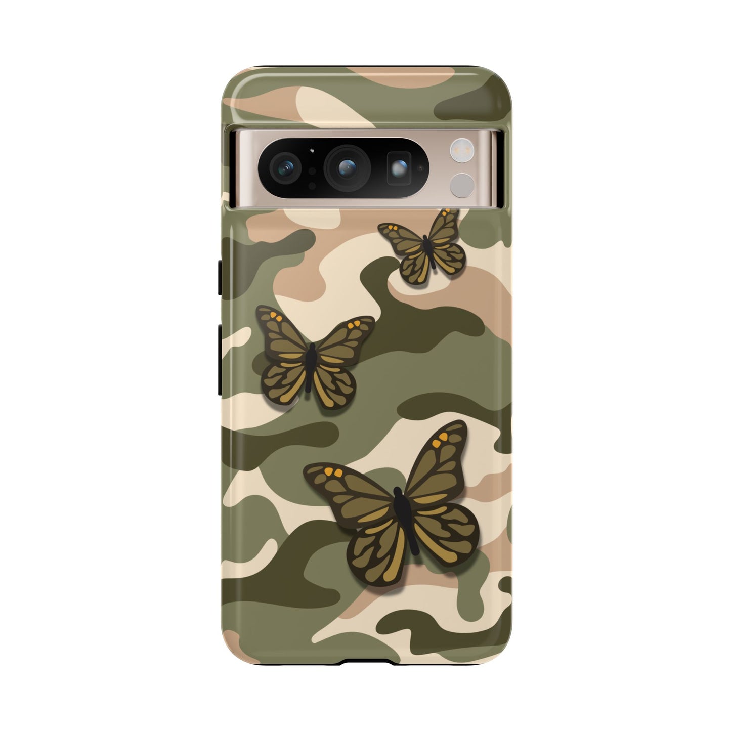 Google Pixel 8 Pro / Glossy Phone Case - Green Butterfly Camo Phone Case