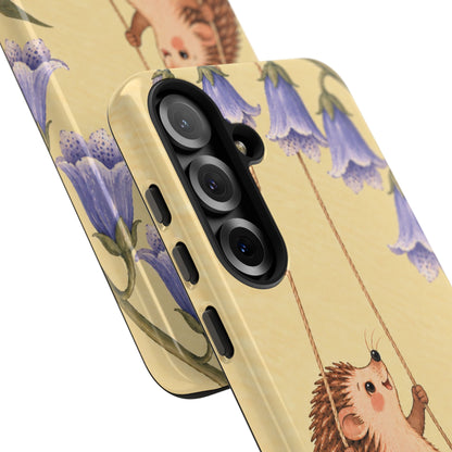 Whimsical Buttercream Hedgehog and Bluebell Phone Case - Yellow Phone Case