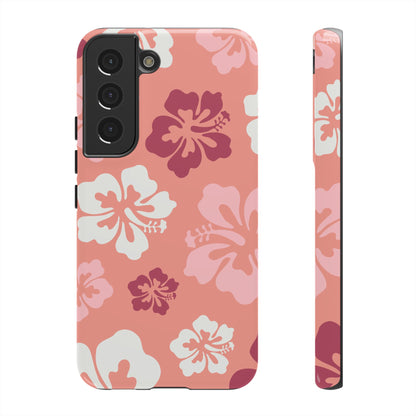 Samsung Galaxy S22 / Glossy Phone Case - ’Pink Hibiscus Retro Pattern #3’ Phone Case
