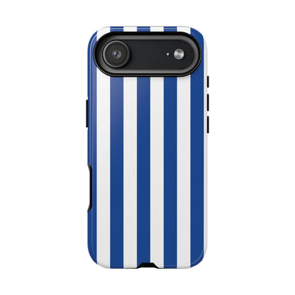 iPhone 17 Air / Glossy Phone Case - Simple Blue & White Stripe Pattern Phone Case