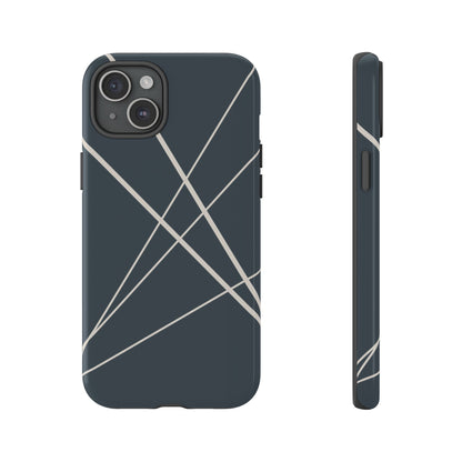 Abstract Blue with Beige Lines Phone Case - Blue Phone Case - iPhone 15 Plus / Glossy