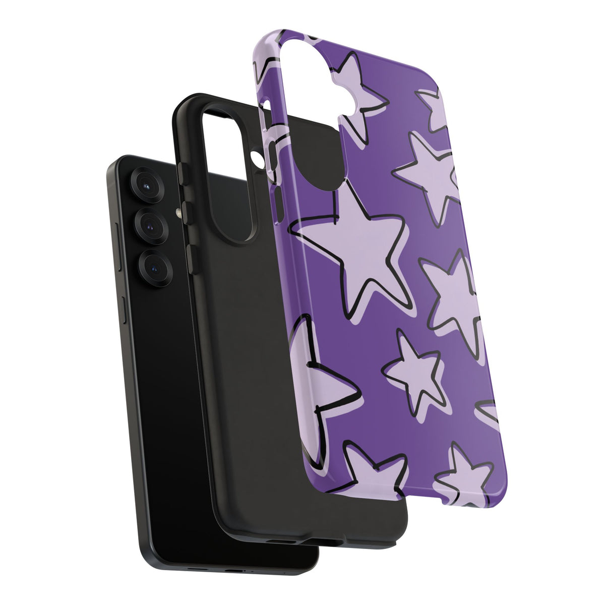 Violet Purple Doodle Star Phone Case