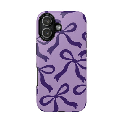 Bold Lilac and Deep Purple Bow Pattern Phone Case - Purple Phone Case - iPhone 17 / Glossy
