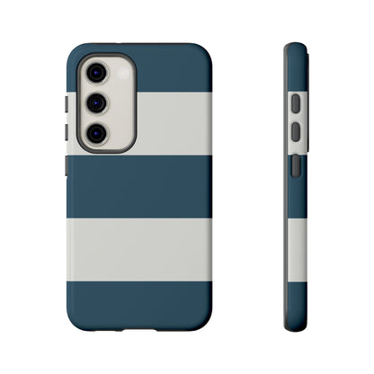 Samsung Galaxy S23 / Glossy Phone Case - Blue & White Horizontal Stripe Pattern Phone Case