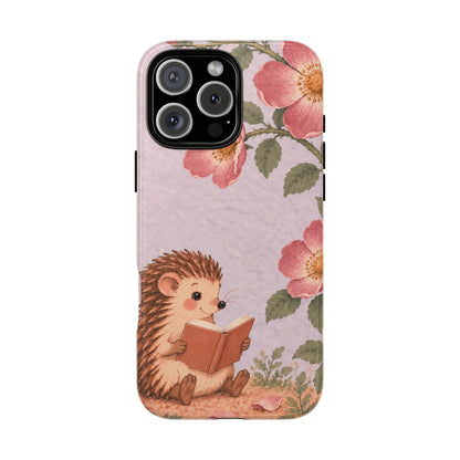 Whimsical Lilac Hedgehog and Wild Rose Phone Case - Purple Phone Case - iPhone 16 Pro Max / Glossy