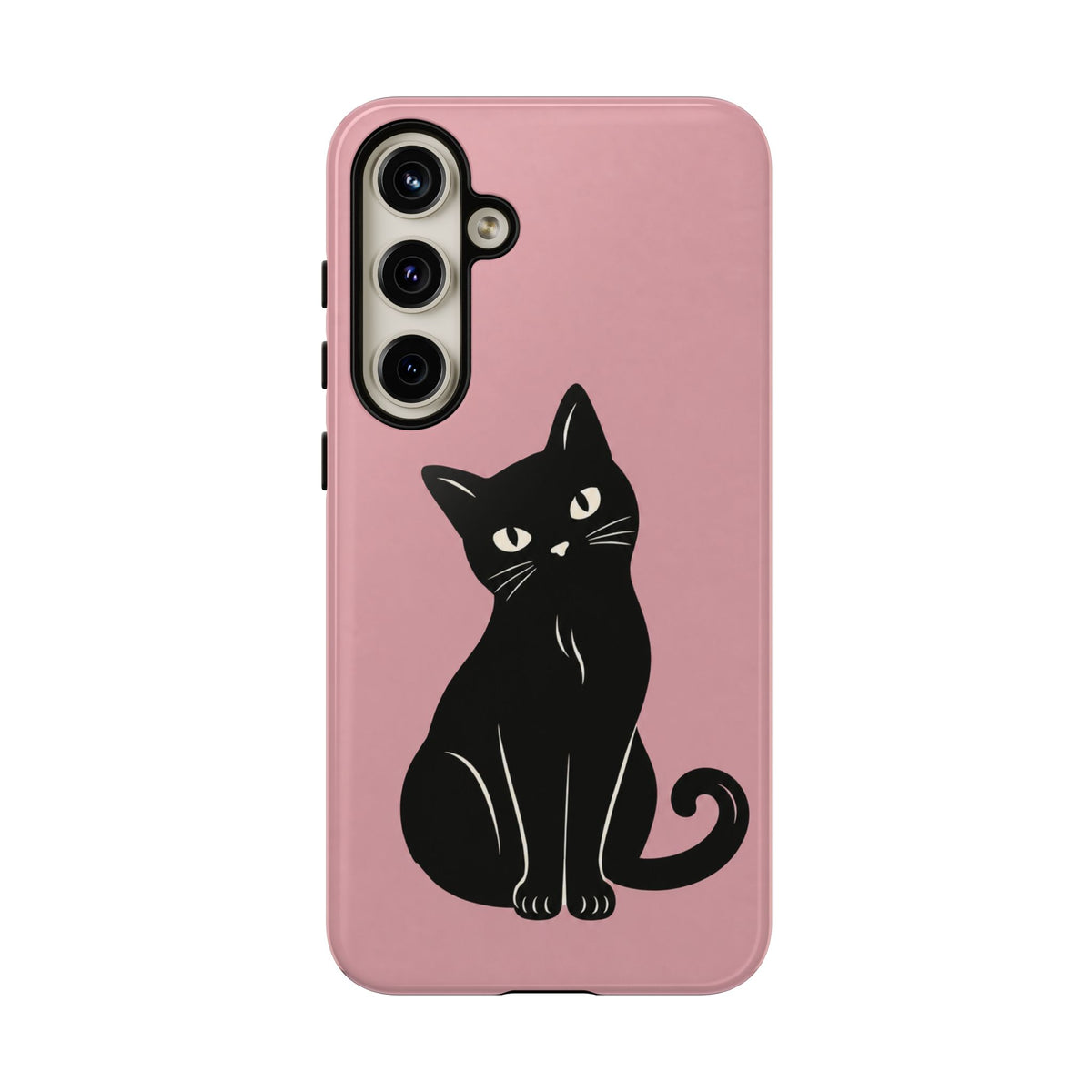 Minimalist Blush Pink & Black Cat Phone Case