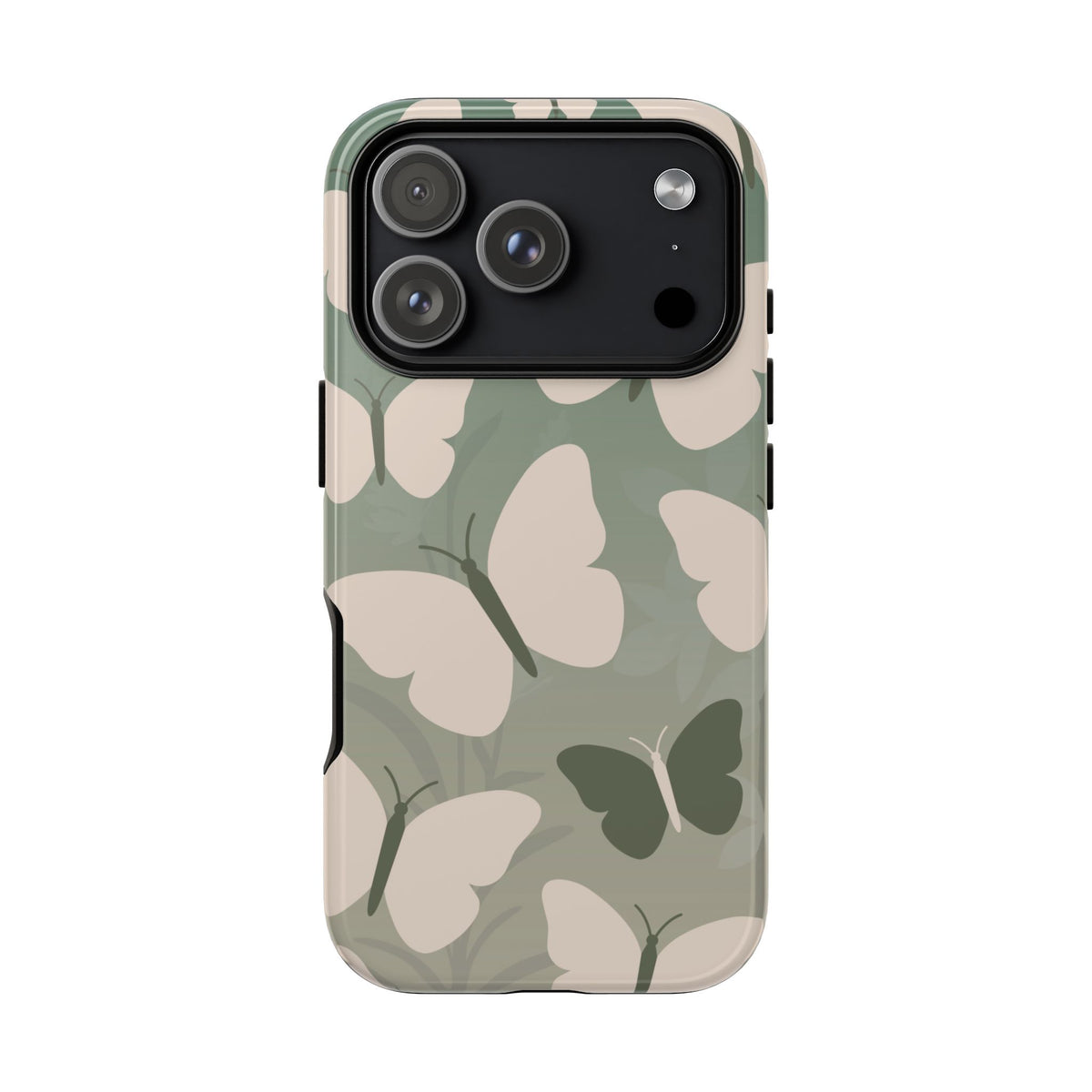 Minimalist Light Green Butterfly Pattern Phone Case - Green Phone Case - iPhone 18 Pro / Glossy