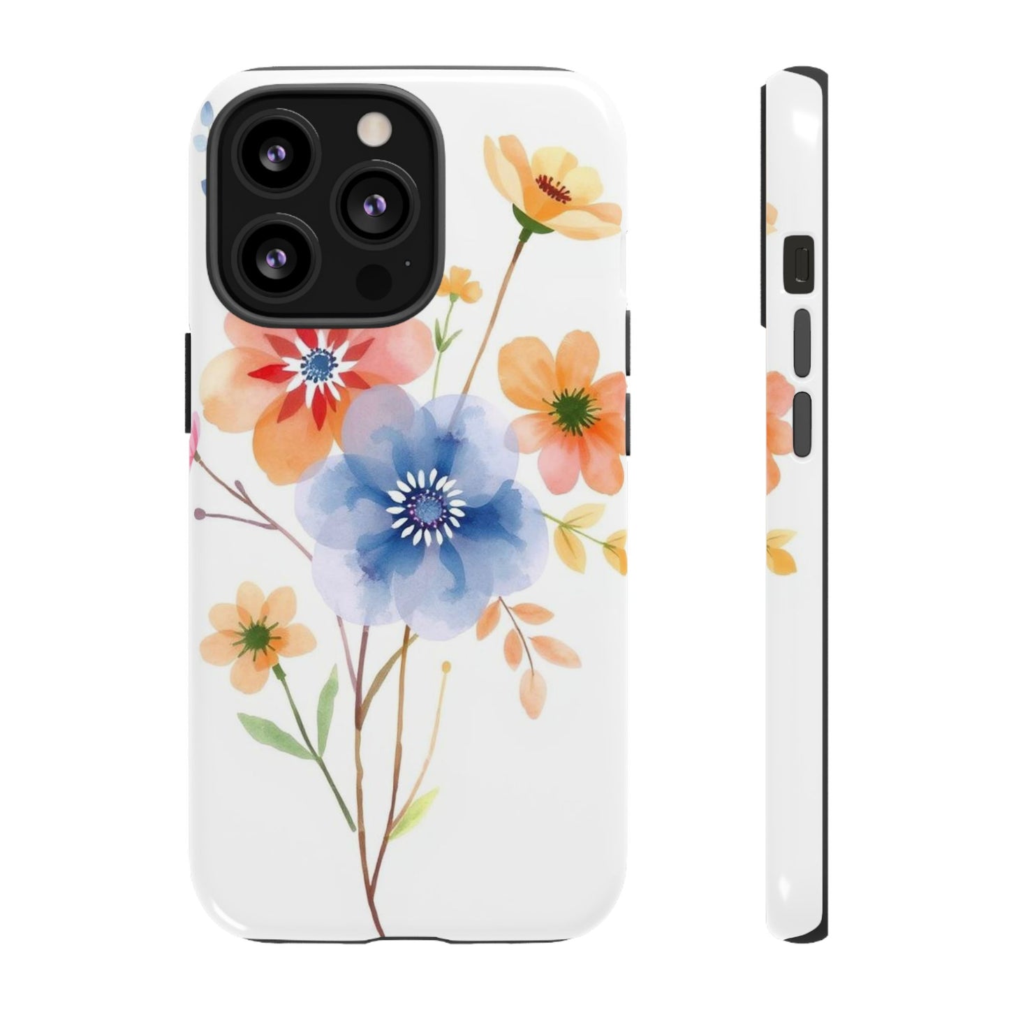 iPhone 13 Pro / Glossy Phone Case - Boho Chic Watercolour Bouquet Pattern Phone Case