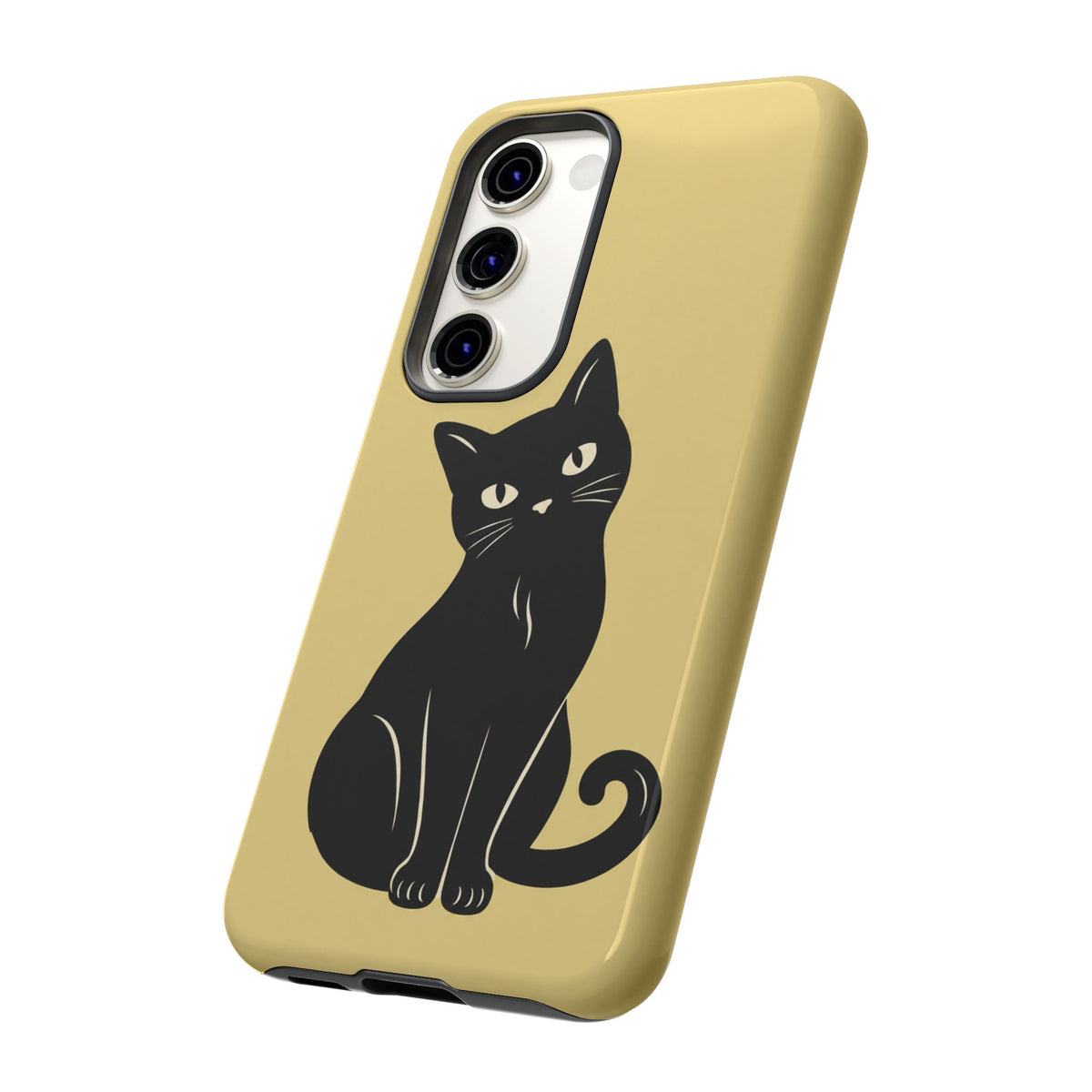 Minimalist Butter Yellow & Black Cat Phone Case