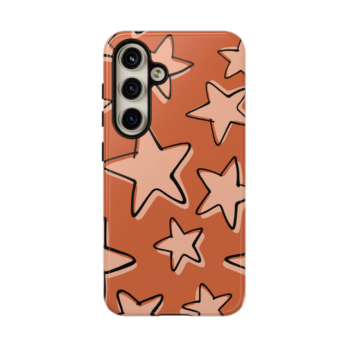 Burnt Orange Doodle Star Phone Case
