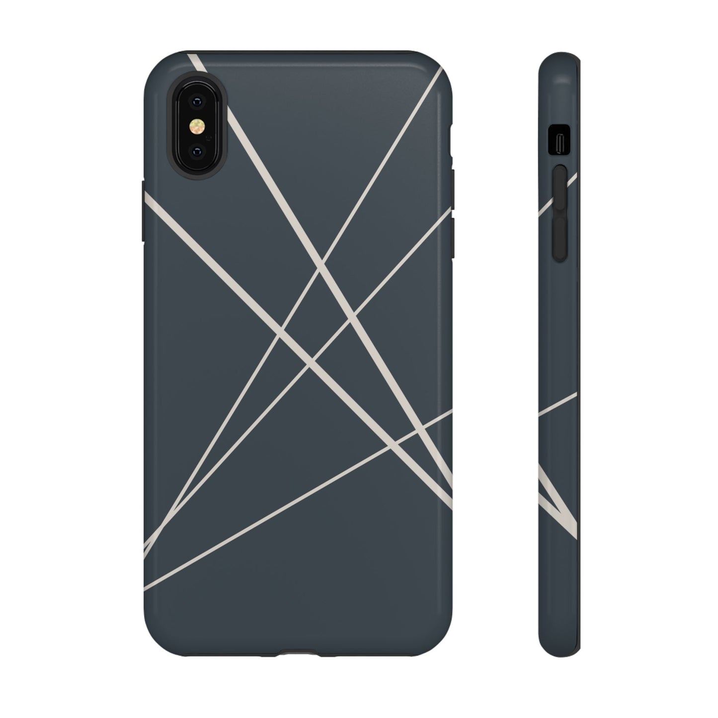 iPhone XS MAX / Glossy Phone Case - Abstract Blue with Beige Lines Phone Case