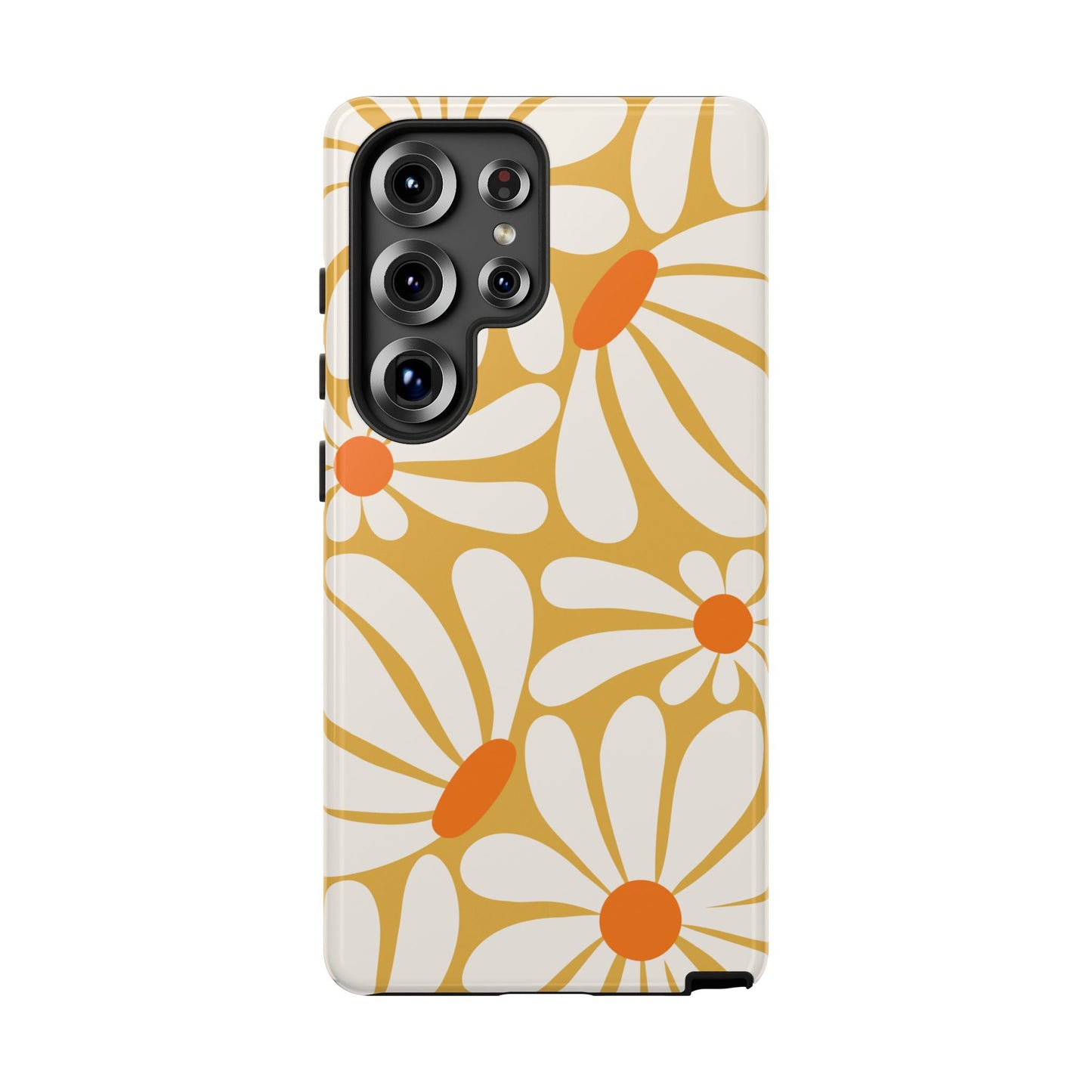 Samsung Galaxy S25 Ultra / Glossy Phone Case - Retro Yellow Daisy Pattern Phone Case