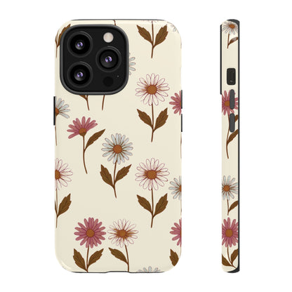 Pretty Cream & Rose Daisy Pattern Phone Case