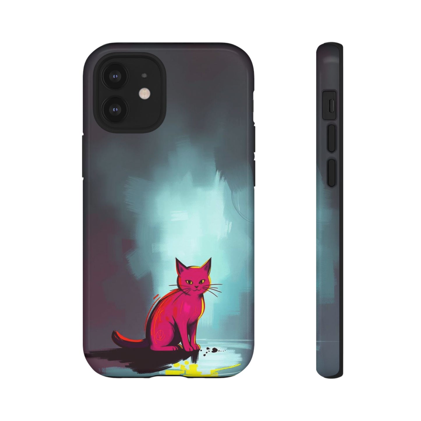 iPhone 12 Mini / Glossy Phone Case - Pop Art Moody Cat Design Phone Case