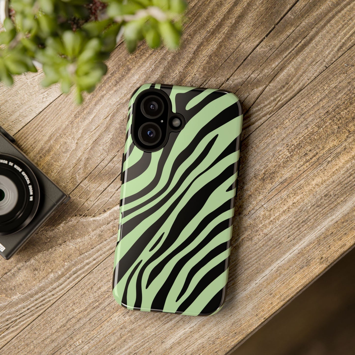 Modern Mint Zebra Print Phone Case