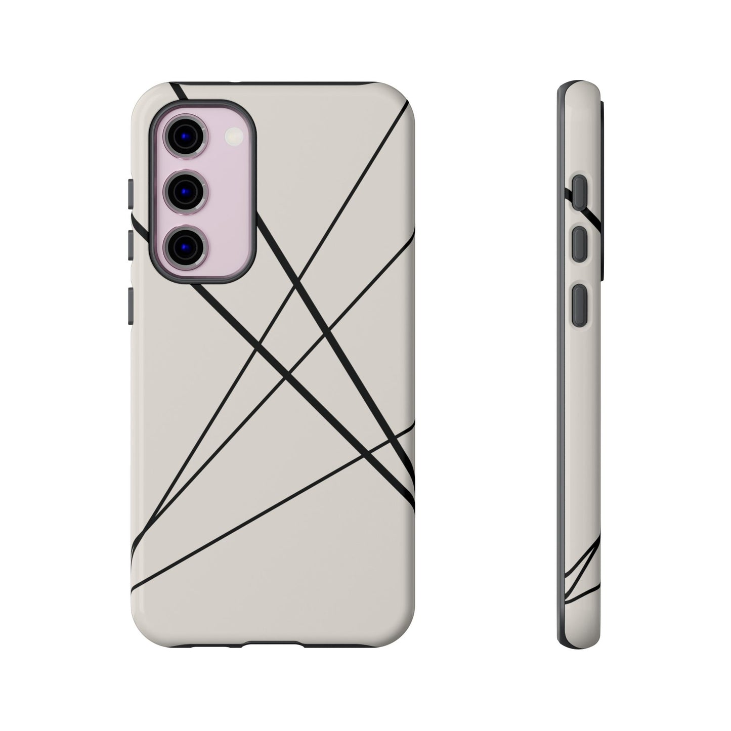 Samsung Galaxy S23 Plus / Glossy Phone Case - Abstract White with Black Lines Phone Case
