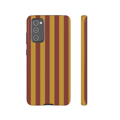Trendy Mustard & Burgandy Stripe Pattern Phone Case - Brown Phone Case - Samsung Galaxy S20 FE / Glossy
