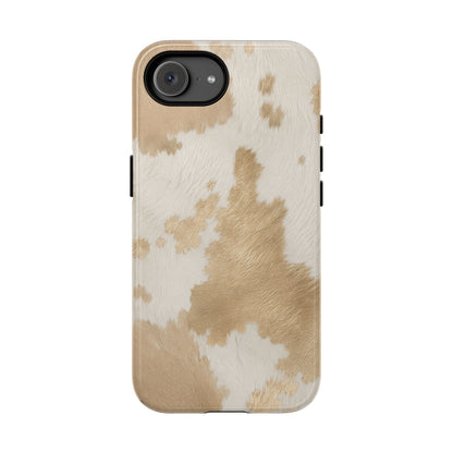 Elegant Champagne Cow Print Phone Case - Beige Phone Case - iPhone 17e / Glossy