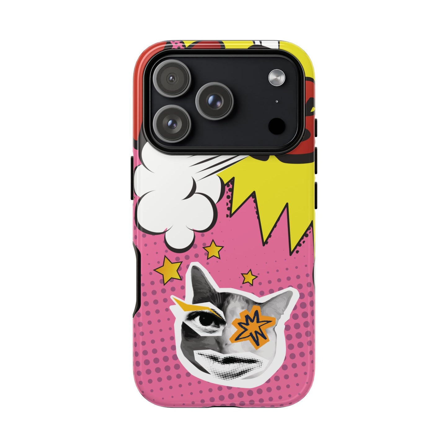 Bold Pink Pop Art Cat Phone Case - Pink Phone Case - iPhone 17 Pro / Glossy