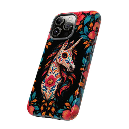 Elegant Pink and Turquoise Calavera Unicorn Phone Case - Phone Case