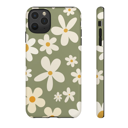 iPhone 11 Pro Max / Glossy Phone Case - ’Green Daisy Pattern’ Phone Case