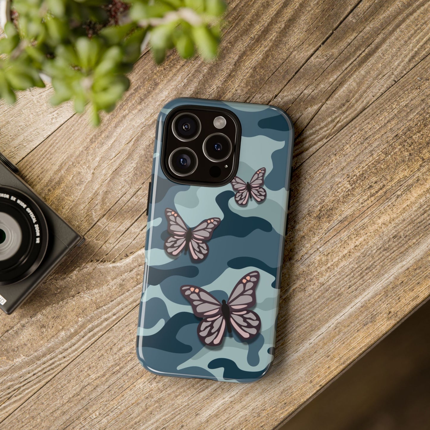 Dark Blue Butterfly Camo Phone Case - Blue Phone Case