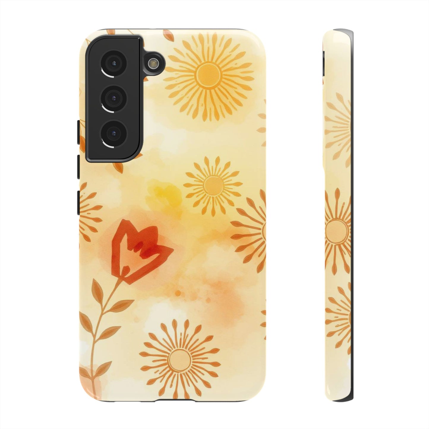 Samsung Galaxy S22 / Glossy Phone Case - Boho Chic Watercolour Pattern Phone Case