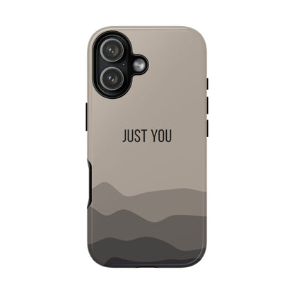 iPhone 17 / Glossy Phone Case - Minimalist Beige Waves ’Just You’ Statement Phone Case