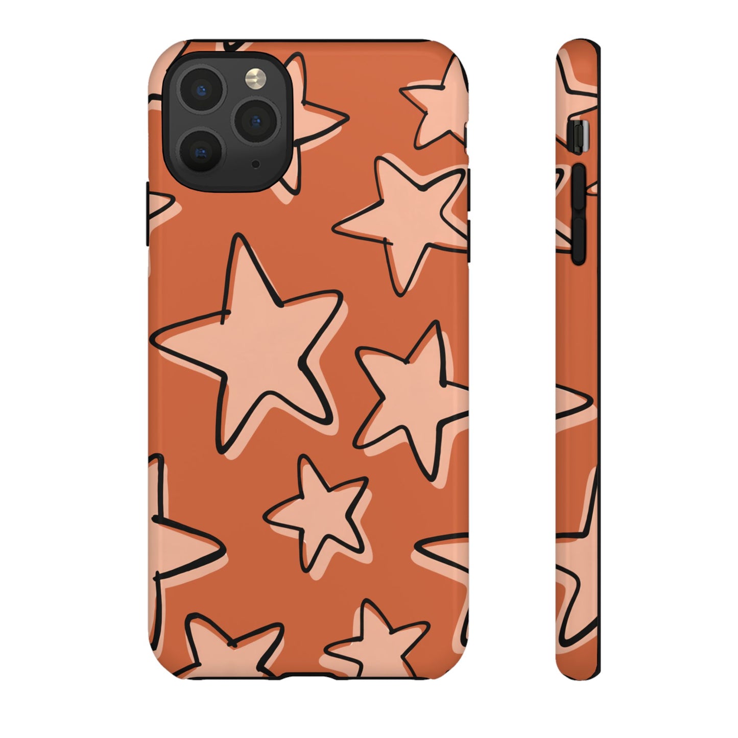 Burnt Orange Doodle Star Phone Case