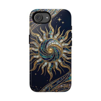 Elegant Navy & Gold Solar Spiral Phone Case - Blue Phone Case - iPhone 17e / Glossy