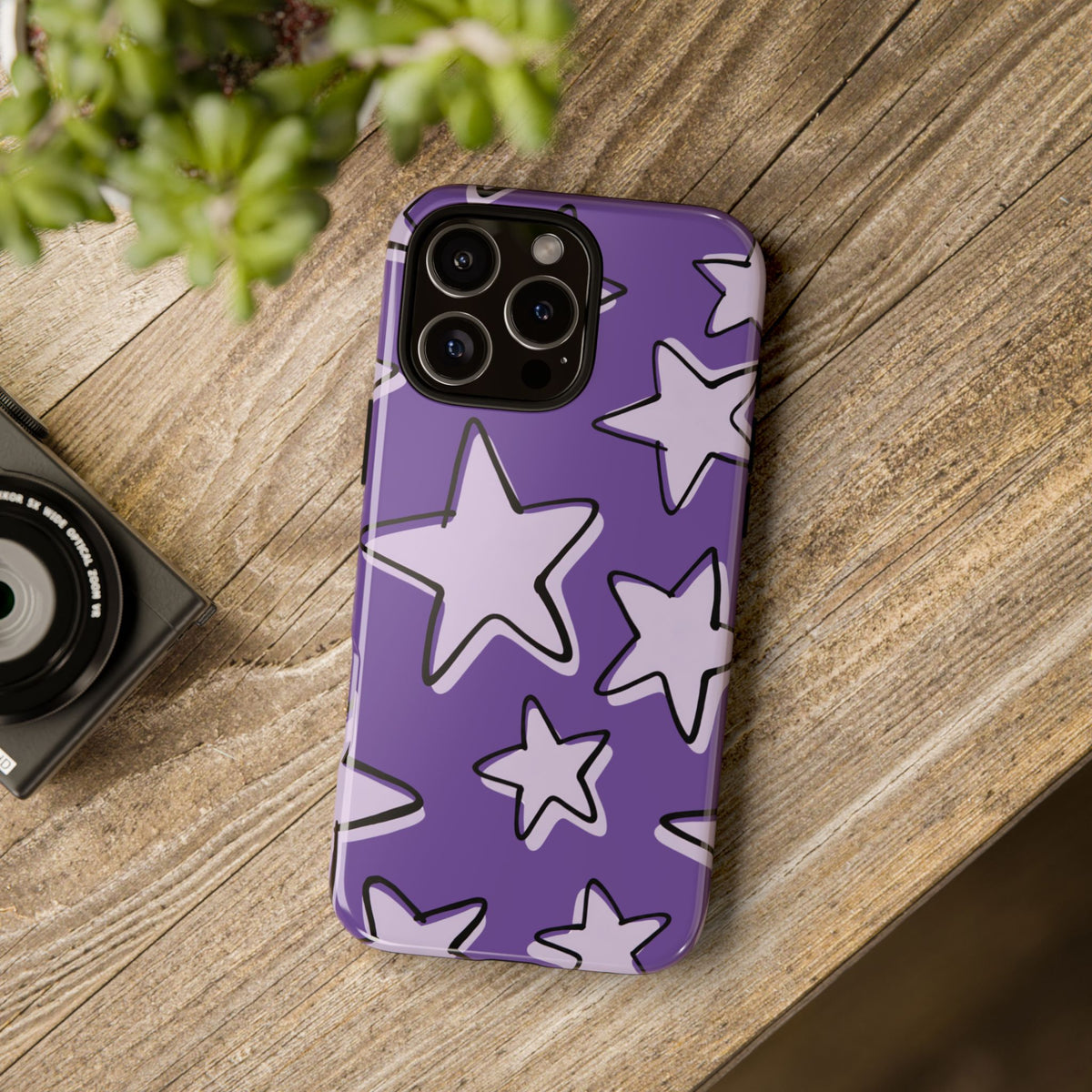 Violet Purple Doodle Star Phone Case