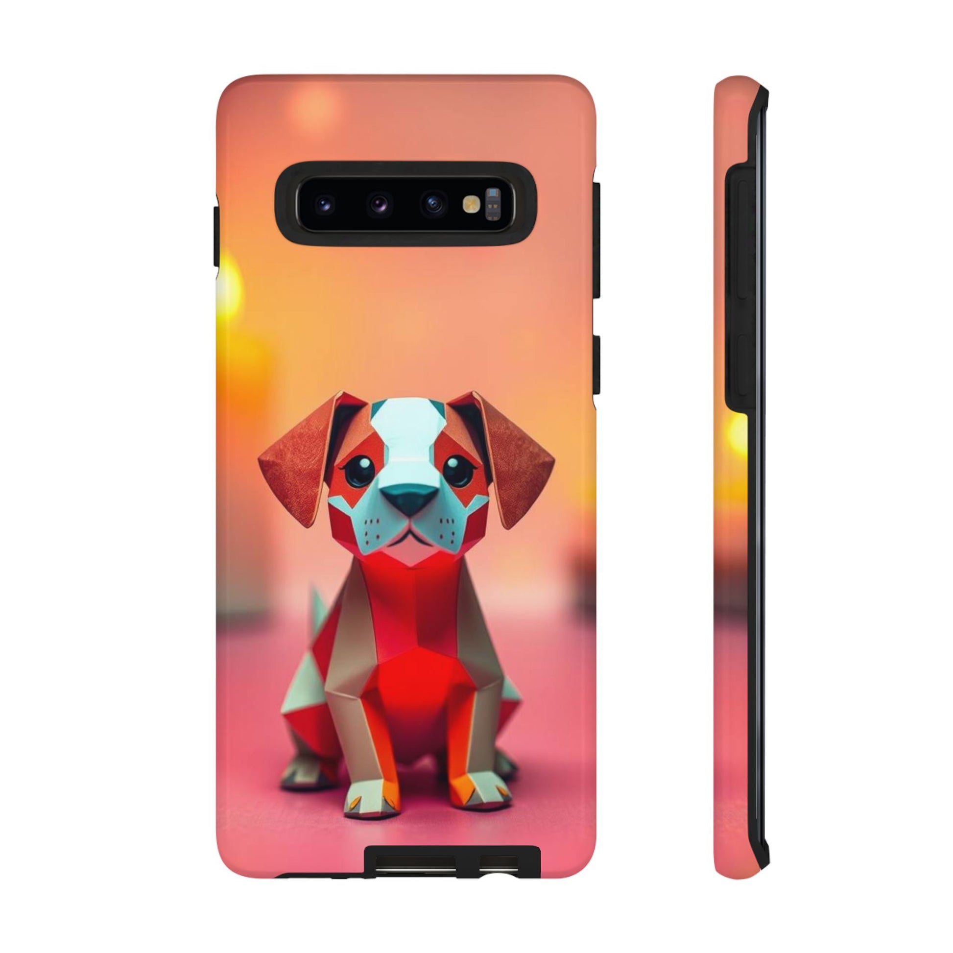 Quirky Origami Dog Design Phone Case - Red Phone Case - Samsung Galaxy S10 / Glossy