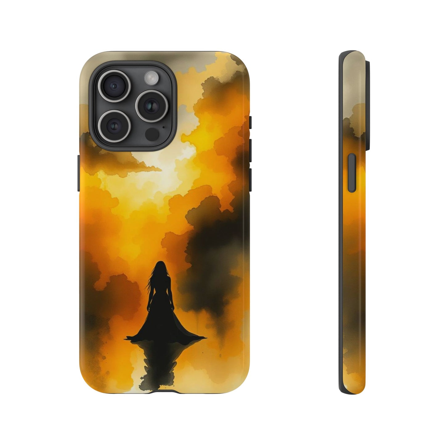 iPhone 15 Pro Max / Glossy Phone Case - Watercolour Gothic Woman in Black Phone Case