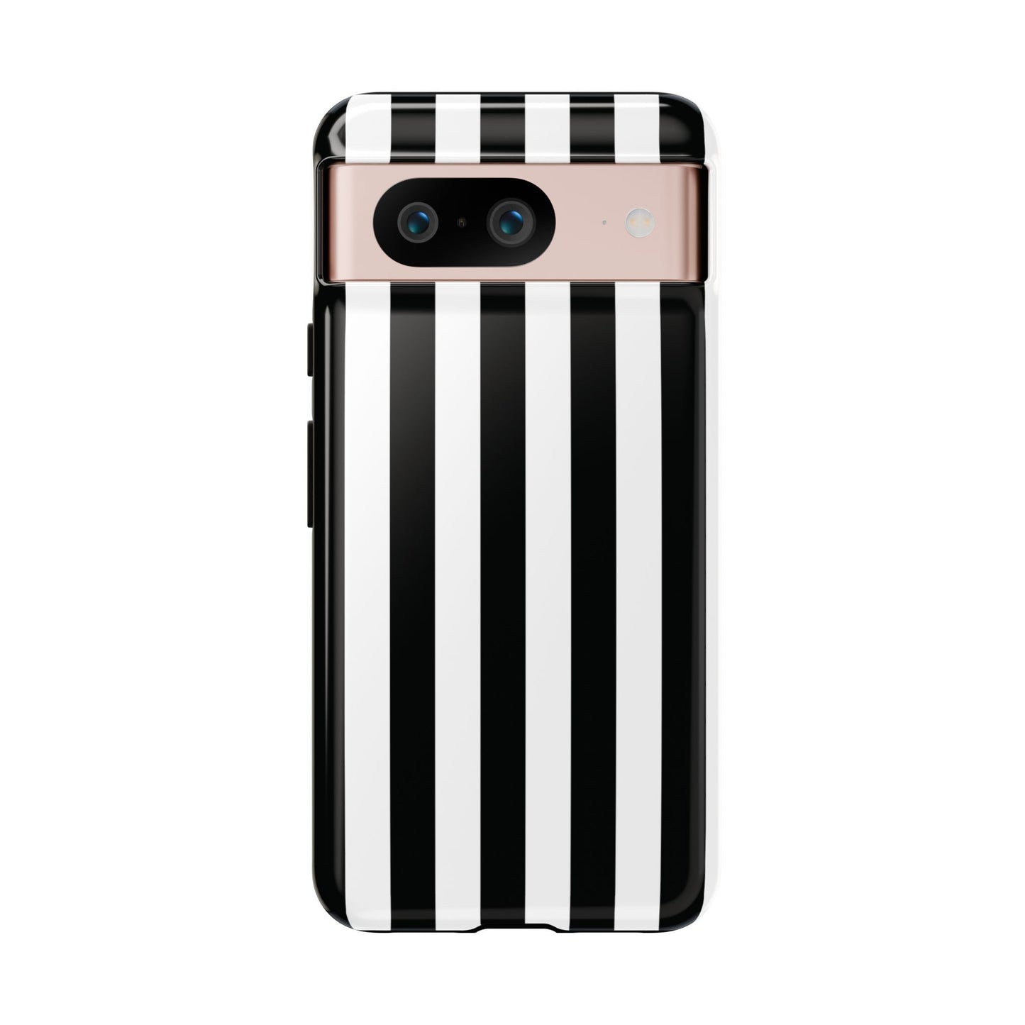 Google Pixel 8 / Glossy Phone Case - Simple Black & White Stripe Pattern Phone Case